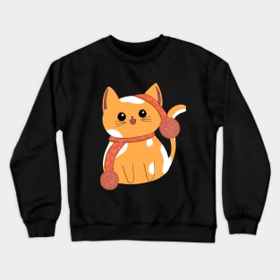 Orange Winter Cat Crewneck Sweatshirt